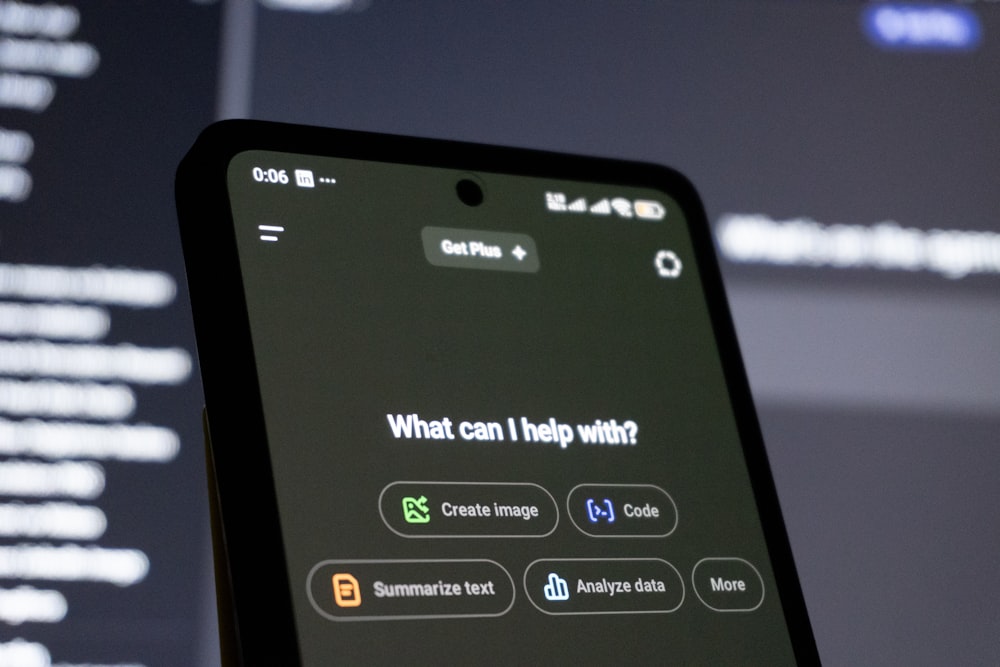 Smartphone screen displaying AI chatbot interface